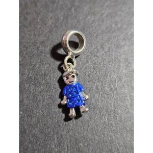 Silver tone blue boy slide charm